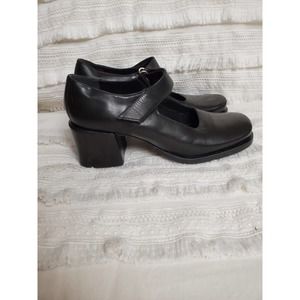 KB Company Vintage Y2K 90's Black Chunky Square Toe Heels Women's Size 8.5